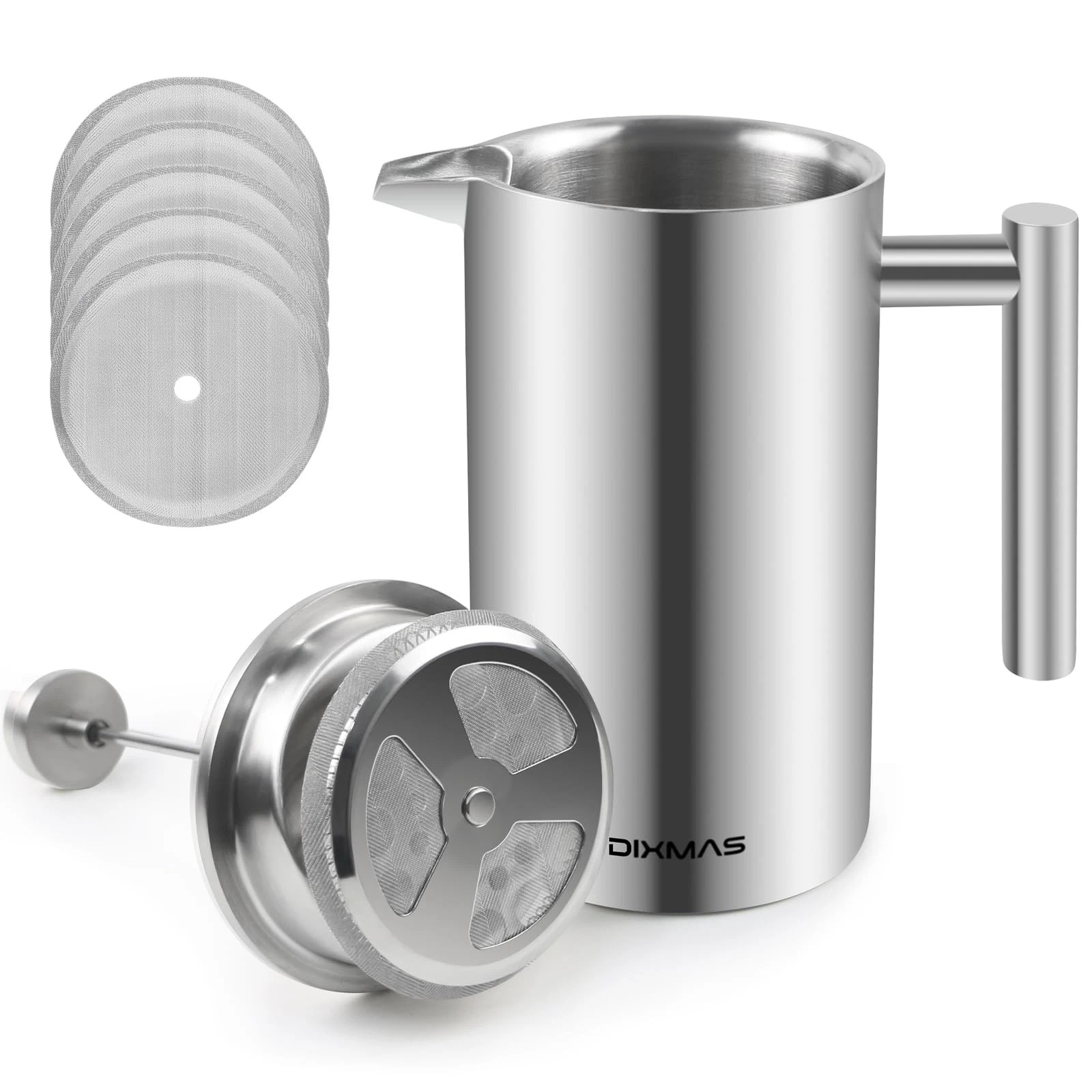 French Press 1000ml/8 Cup, Stainless Steel Coffee Maker Double Wall Insulated...