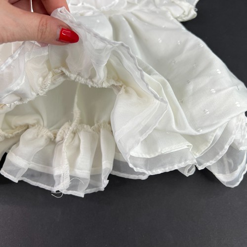 Vintage 80s White Bubble Ruffle Dress Smocked Special Occasion Baby 6-9 Months - Picture 4 of 7
