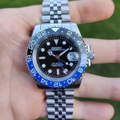 GMT Batman Style Diver Mod Kit 40mm Case for Seiko ETA2824/ PT5000 SS Jubilee - Picture 3 of 4
