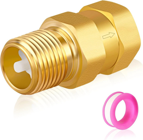 Lead-Free Brass 1/2'' NPT Check Valve for RV Water Heaters, Male-Female