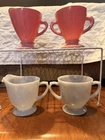 Vintage Hazel Atlas Pink Sugar Fire King Milk Glass Cup Mug Sugar Cream Ovide