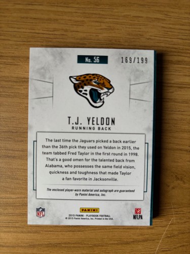 2015 Panini Playbook Rookies Booklet Signatures 169/199 TJ Yeldon Rookie Auto RC - Picture 3 of 3