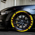 Yellow NITTO Tire Lettering Sticker 1.06'' 14''-22'' with Stripes 8 Kits Pack