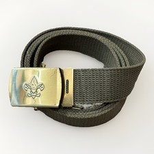 Boy Scouts Belt 48" Made In USA Green Canvas  Brass Buckle BSA Boy Scouts