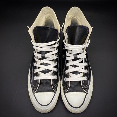 Converse All Star Chucks Black Leather Made In USA Size 7.5 - Vintage