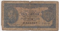 Malaya Board of Commissioners of  Currency, 10 Cents, issued in 1940, circulated