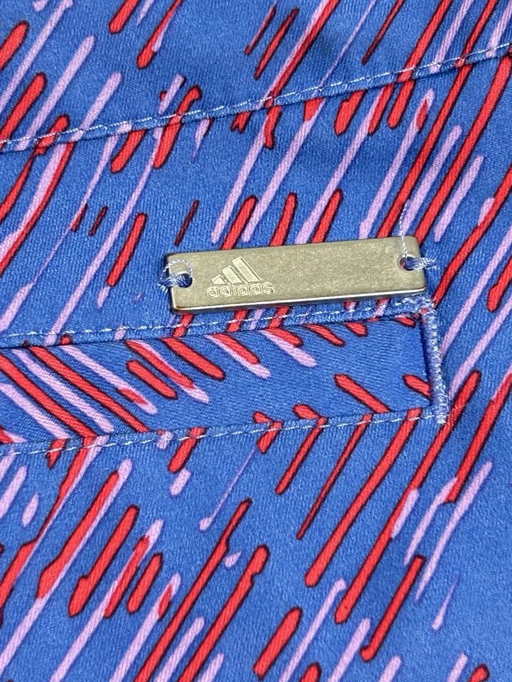 Adidas Golf Shorts Womens 10 Blue Pink Geometric Print Polyester Pockets - Image 3 of 4