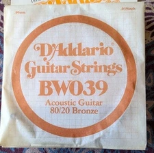 D'Addario BW039 Guitar Strings Set Of 2 Acoustic Guitar 80/20 Bronze