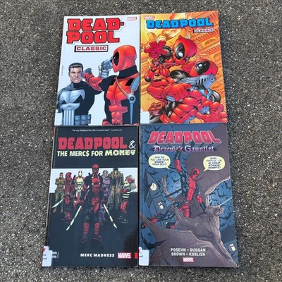 Deadpool 4 Paperback Lot: Classic 5 & 7, Darcula Gauntlet, Merc$ For Money