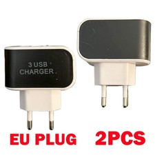 2X AC Wall Outlet To USB Socket Power 3 Port Adapter Home Rapid Charger EU Plugs