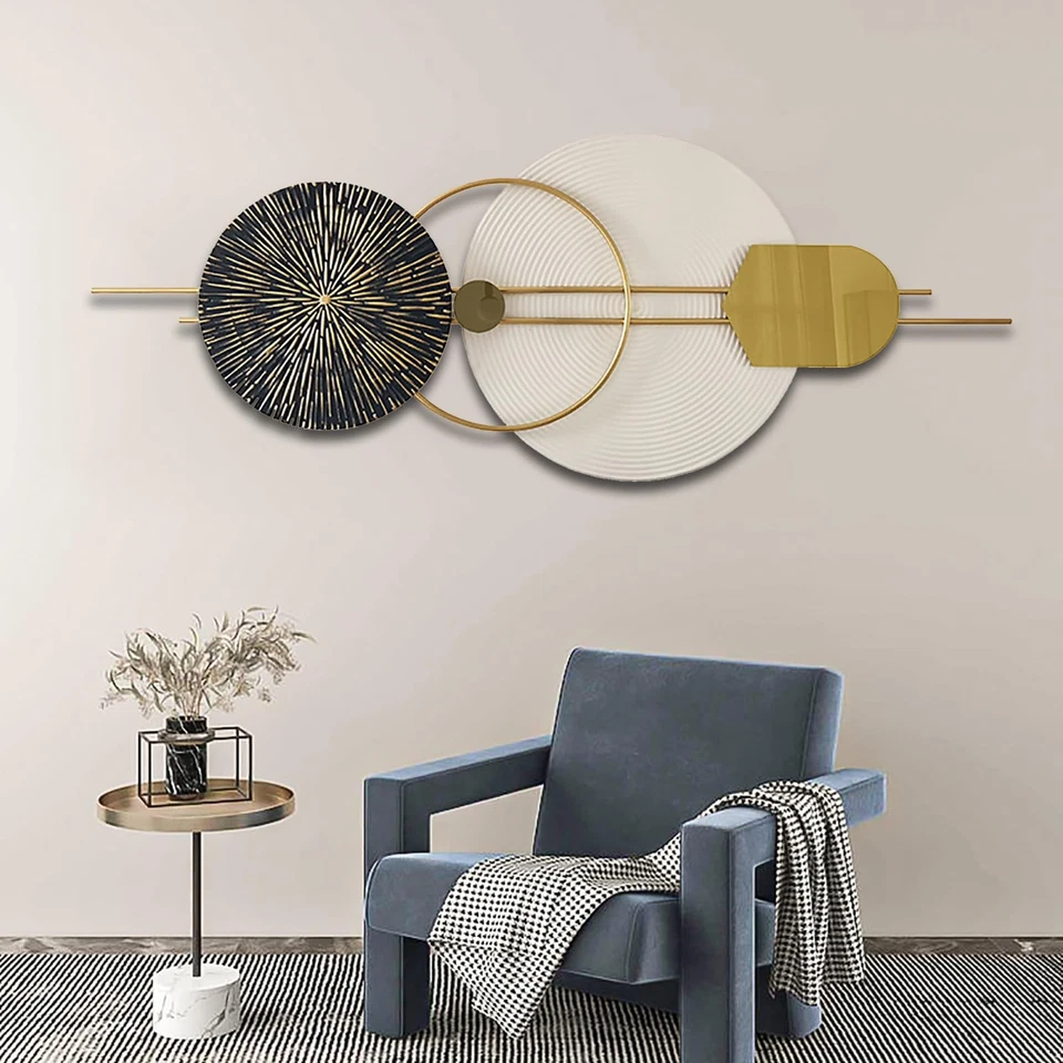 3D Round Metal Wall Decor, 120x50cm Art for Living Room - Large Nature Home D... - Image 2 of 4