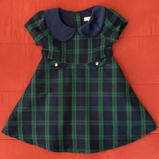 Tommy Bahama Girls 2T Navy/Green Plaid Collar...