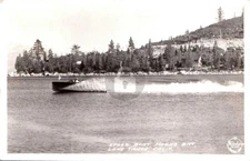 LAKE TAHOE CA California MEEKS BAY Speedboat 1942 Frasher RPPC Postcard COPY