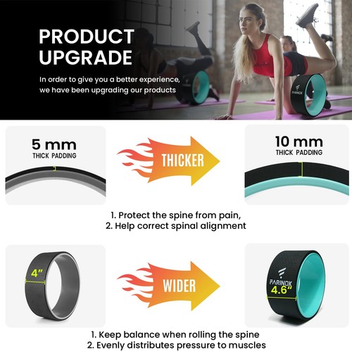 Yoga Wheel for Back Pain Relief, Back Roller Wheel with Extra Cushion, Wider ... - Picture 2 of 6