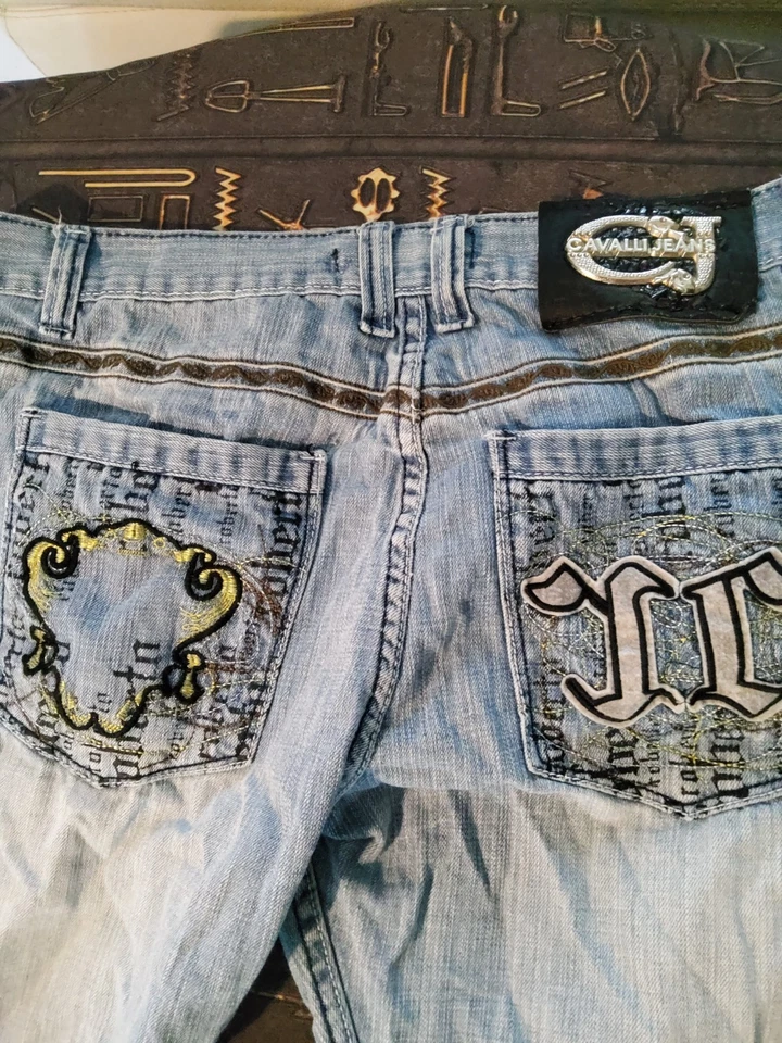 Roberto Cavalli 复古牛仔裤蓝色 34 码男式二手 — 第 3/4 张图片