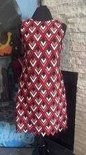 Elie Tahari Chevron Red And Pink Shift Dress Size 6 