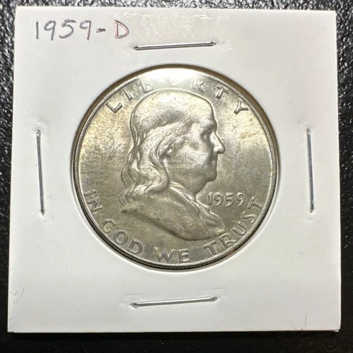 1959-D Franklin Half Dollar Denver Mint 50C Silver Circulated US Coin