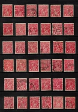 1914 KGV 1d Red x 36 Stamps 'Various Shades and Postmarks' - Free Post - RD07