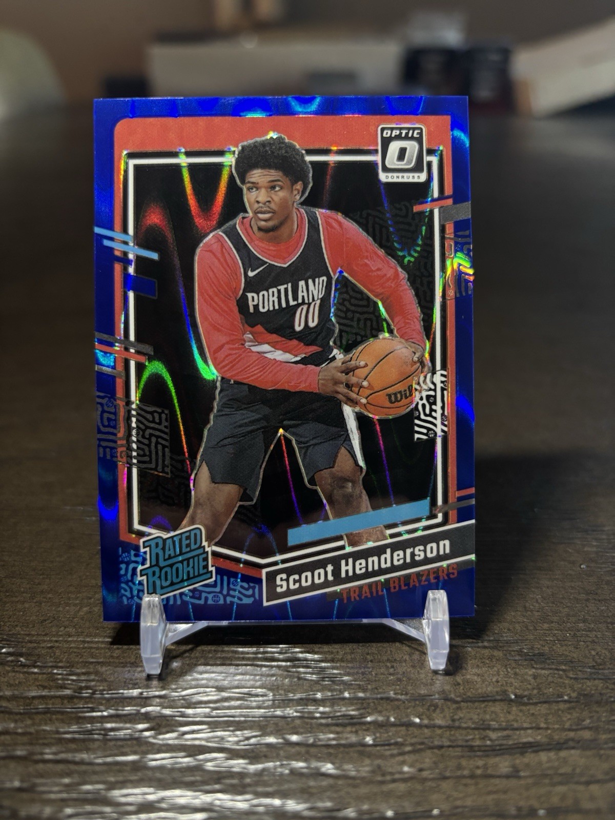 2023-24 Scoot Henderson Donruss Optic Blue Seismic Prizm /249 Rookie RC Blazers