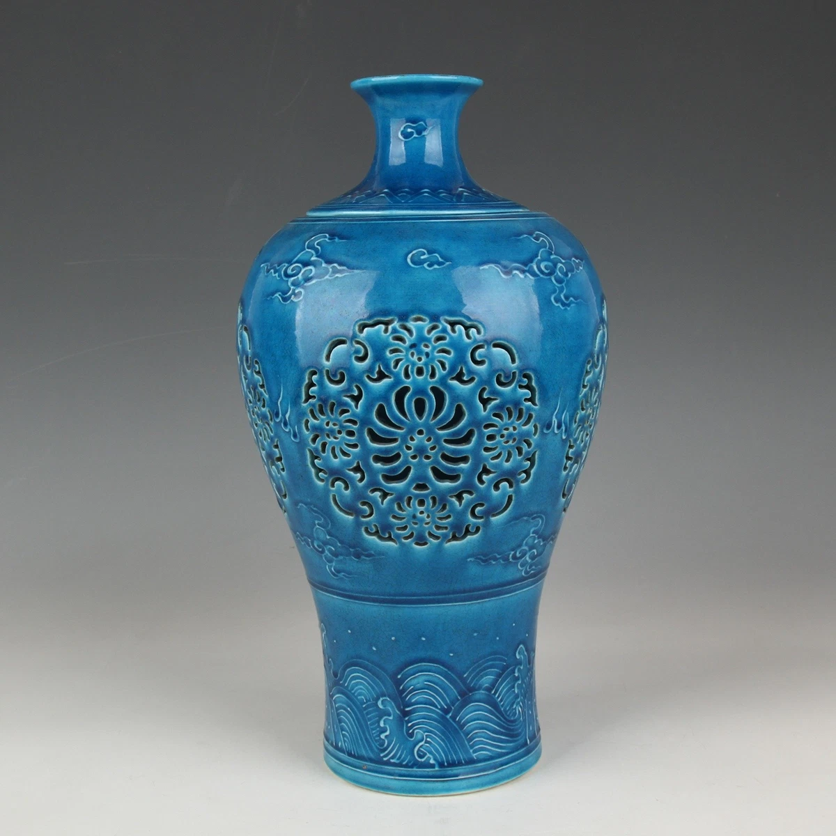 蓝色中国古董花瓶| eBay