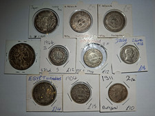 Ten (10) world silver coins from 1896 to 1968, from .720 to .925 fine
