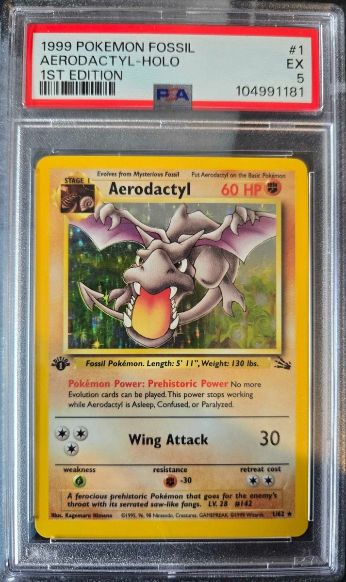 ポケモン - Aerodactyl プテラ 1ED 1st Edition 英語版 1/62 Pokemon Aerodactyl 1/62 1st Edition Holo Rare Card Fossil