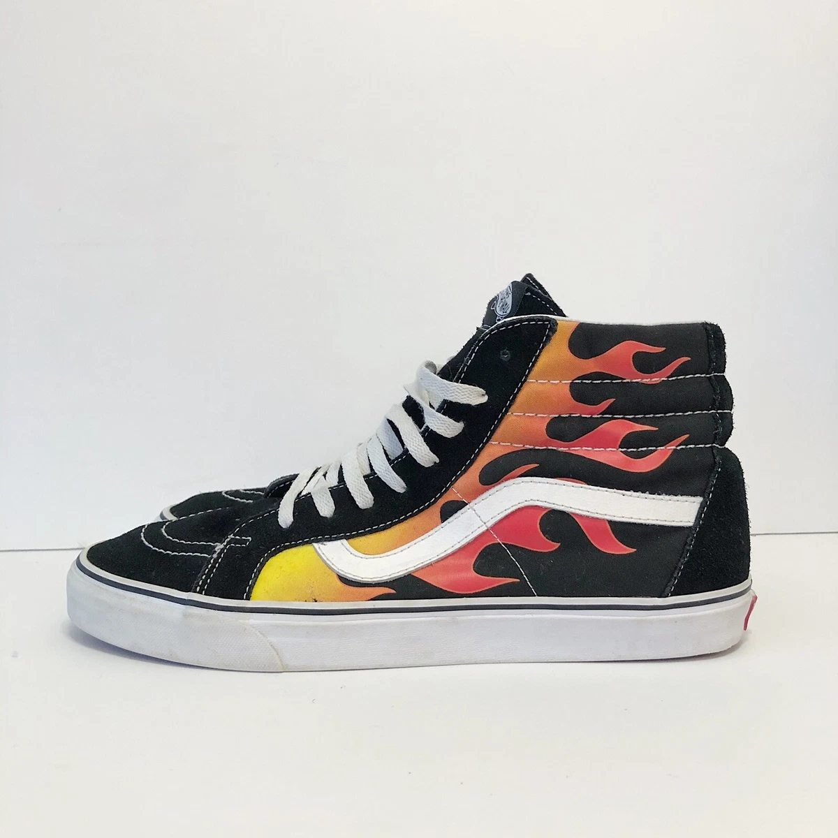Fourgonnettes pour hommes SK8 HI r dition flammes feu noir vrai blanc pour homm