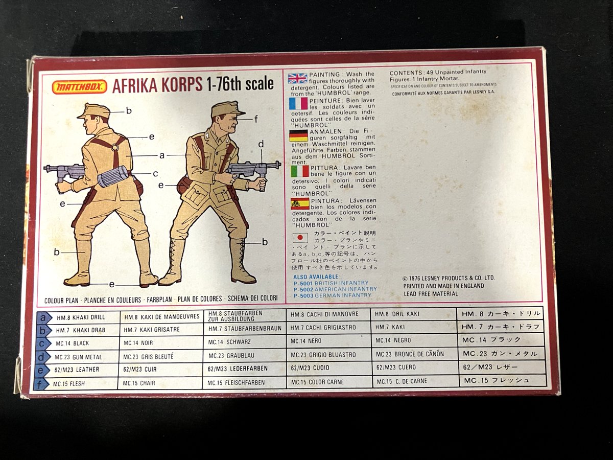 1976 Matchbox 1-76th Scale Afrika Korps P-5004 50 Soldiers WW2