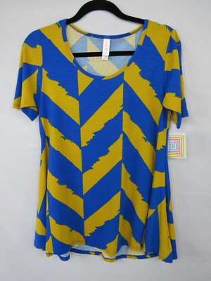 Lularoe Perfect T, XL, Chevron Orange, Yellow and Blue, NWT