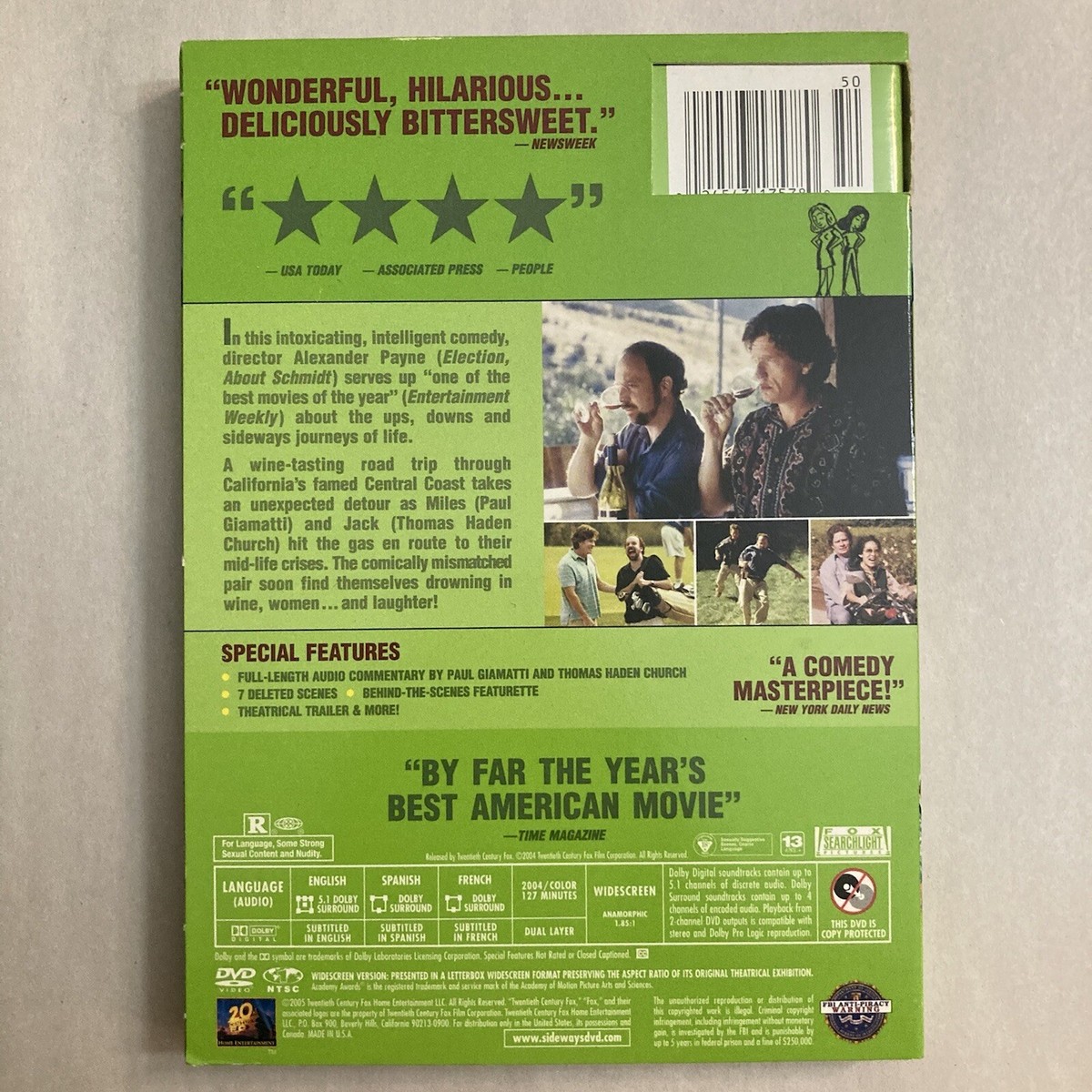 Sideways (DVD, 2004, Widescreen) - Paul Giamatti, Thomas Haden