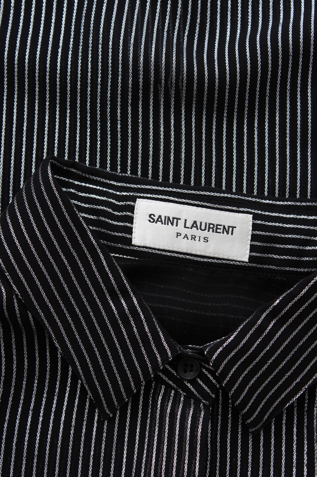 Camicia Saint Laurent gesso metallizzato misto seta nero argento prezzo di prezzo £1.015 00