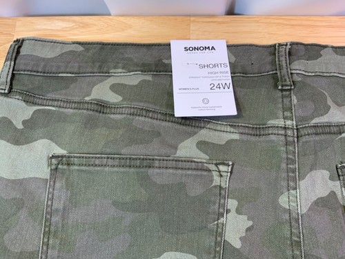 New Women’s Sonoma High Rise Green Camo Shorts Size 24* - Picture 2 of 5