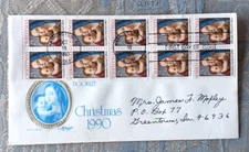 $2.50 CHRISTMAS MADONNA & CHILD ANTONELLO COMPLETE BOOKLET ARTMASTER 1990 FDC