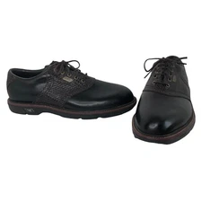 NEW Reebok Leather Oxford Spiked Golf Shoes Men’s Size 9.5 Black & Brown Saddle