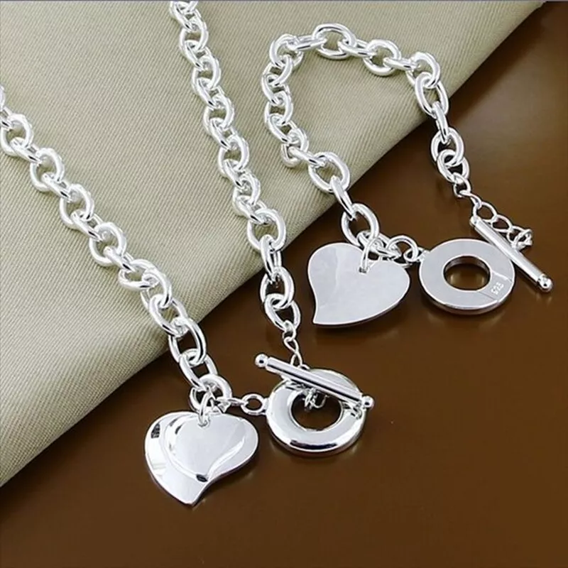 Silver necklace deals and bracelet set