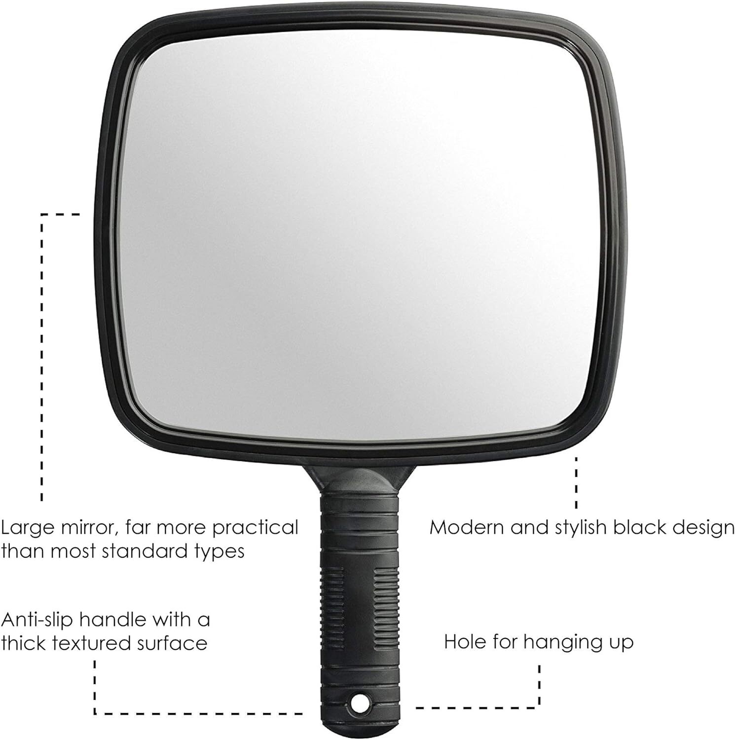 TRIXES Hand held Mirror Salon Hairdresser for Hairdressing Black