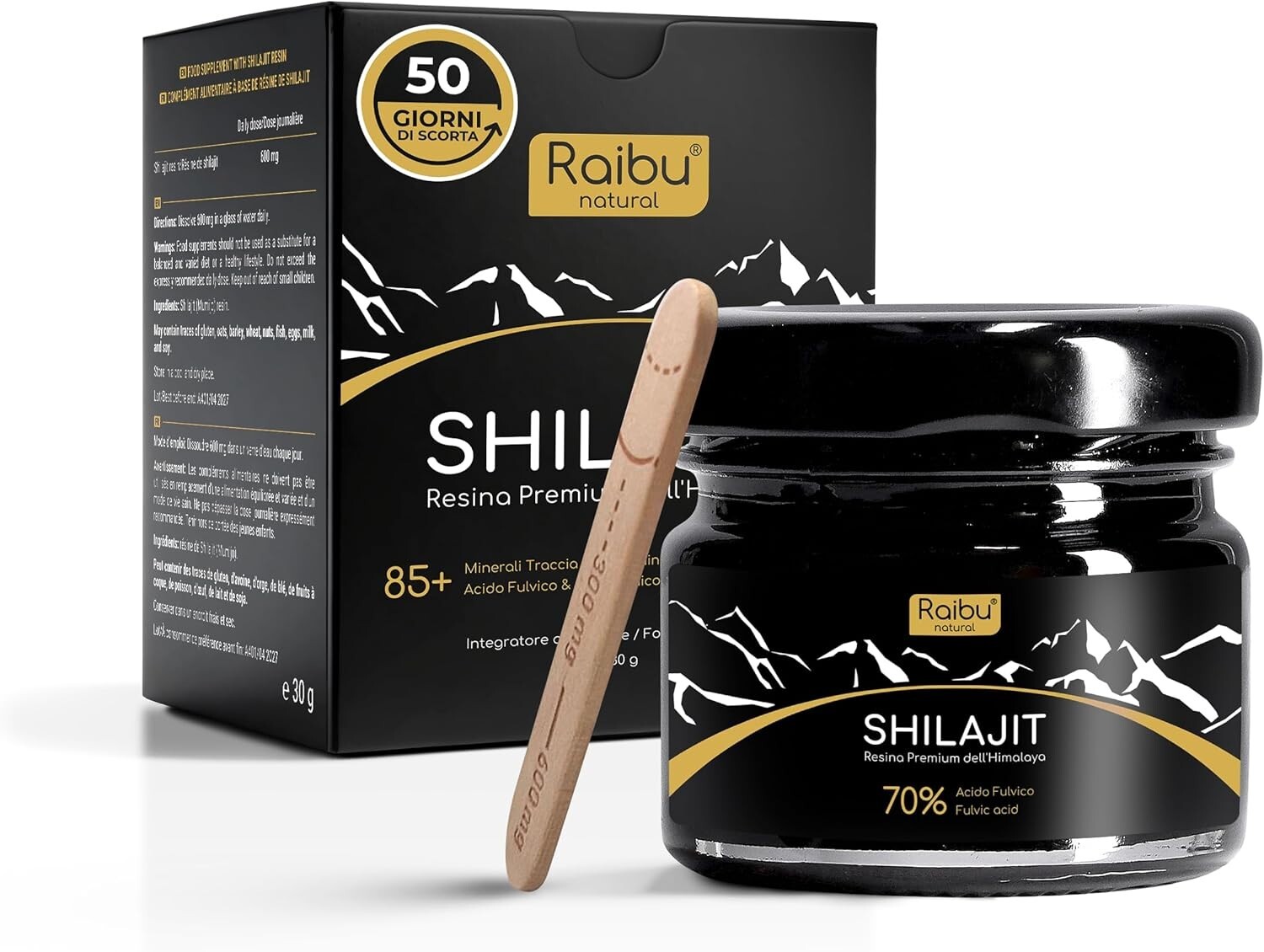 Shilajit Himalayano Puro - Resina di Shilajit con 85+ Oligominerali 30g