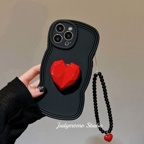 Herz Heart iPhone 11 12 13 Pro X/XS XR Case Hülle Schutzhülle Handyband Halter - 第 2/5 張圖片