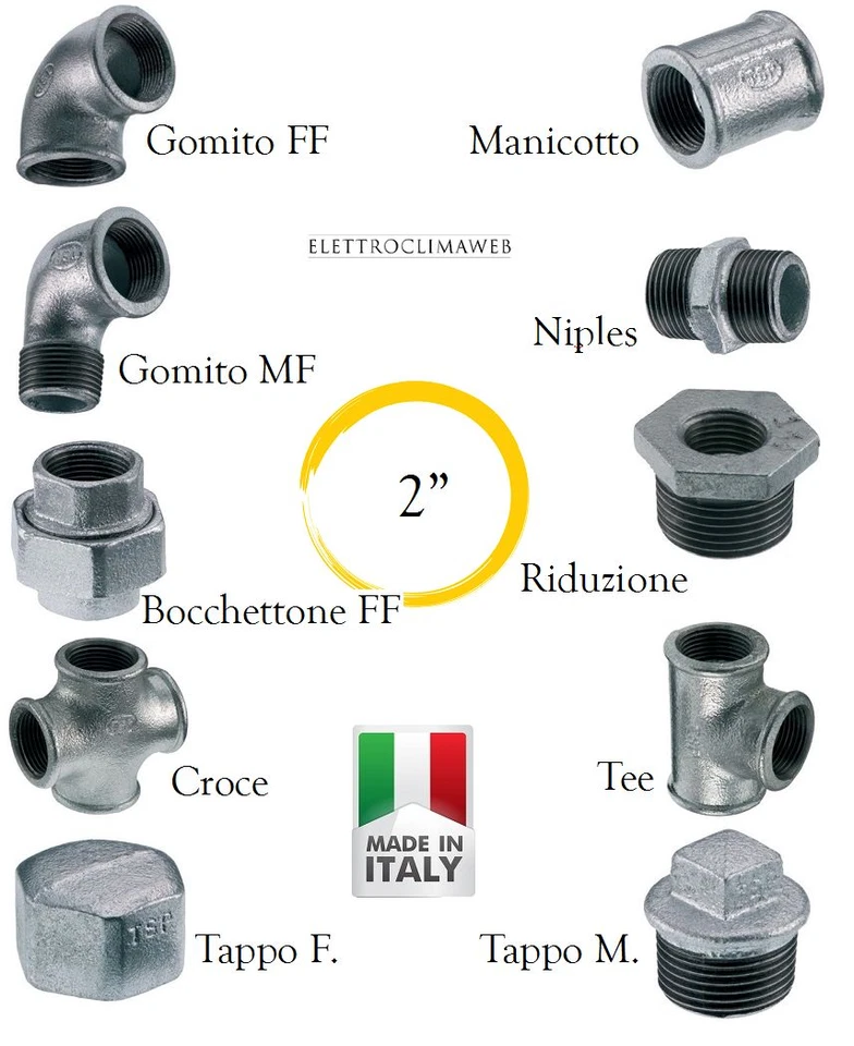 RACCORDERIA ZINCATA DA 2" RACCORDO ZINCATO RACCORDI IDRAULICI ZINCATI ACQUA/GAS