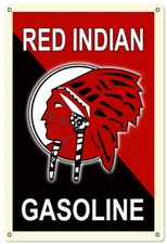 Vintage Style Metal Sign Red Indian Gasoline Motor Oil 12x18