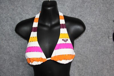 BIKINI OBERTEIL TRIANGEL GRÖSSE XS BUNT GESTREIFT MIT GLITZER  MIT PADS VON ROXY