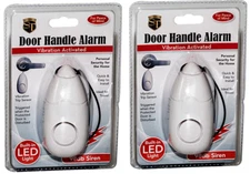 Portable Door Handle Knob Alarm Security Home Travel 2 Pack