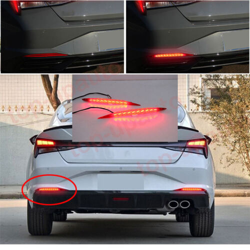 For Hyundai Elantra 2021 2022 LED Rear Bumper Brake Tail Light Signal Lamp DRL - Picture 1 of 11