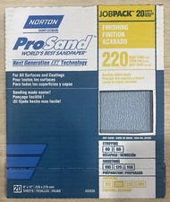 Norton ProSand 9" x 11" Sanding Sheets 220 Grit - 20 PACK