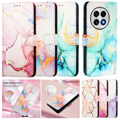 For OnePlus 13R 12 11 Nord CE4 3 Folded Wallet Painted Leather Phone Case Cover