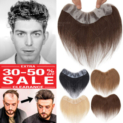 THICK Frontal PU LACE Toupee Hair 100% Virgin Human Hair Replacement System Men