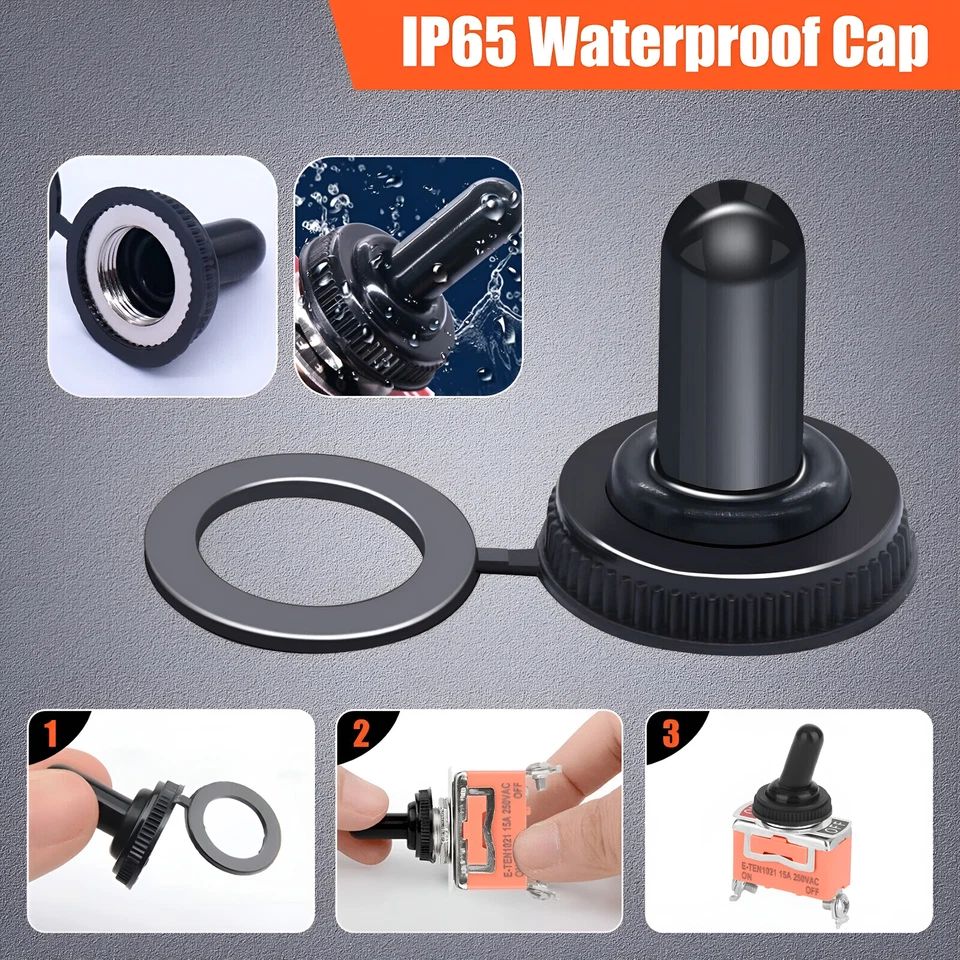 10x Interruptor de palanca impermeable de alta resistencia encendido/apagado 2 terminales coche barco SPST 15A 250V Foto 3 de 4