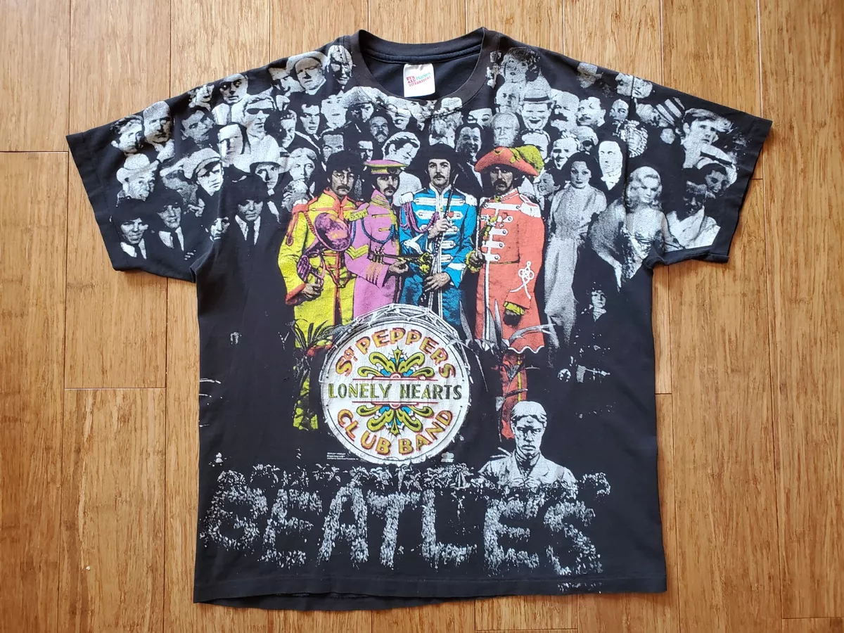 Vintage 90's The Beatles Sgt Pepper's All Over Print T Shirt XL Winterland