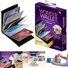 Original Wonder Wallet Amazing Thin Slim RFID Wallet As Seen on TV Black Leather