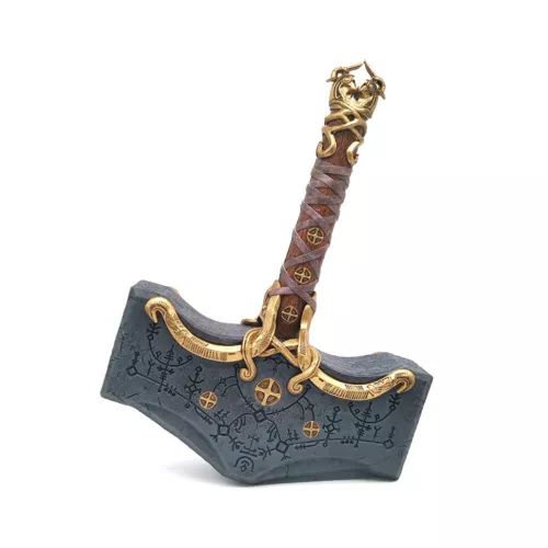 39cm God of War Thor's Hammer Cosplay Props Ragnarok Mjolnir Hammer Model Statue - Picture 9 of 16